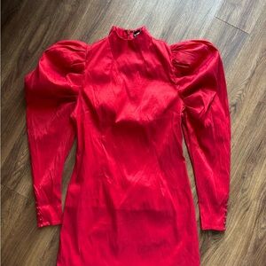 Gabrielle Union for New York and Co. Elegant Red Puff Sleeve Cocktail Dress